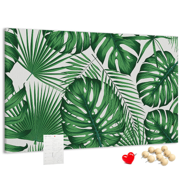 Panou de pluta Numeroase frunze de plante tropicale în verde