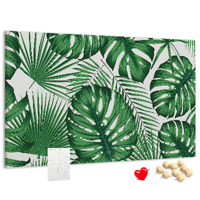 Panou de pluta Numeroase frunze de plante tropicale în verde