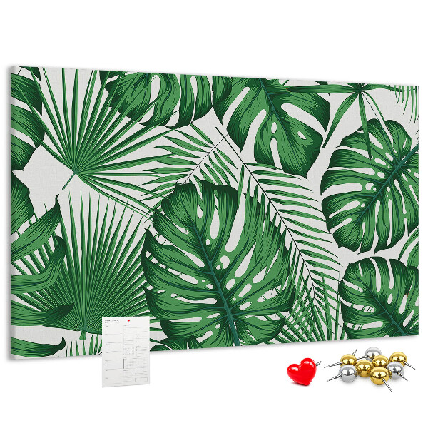 Panou de pluta Numeroase frunze de plante tropicale în verde