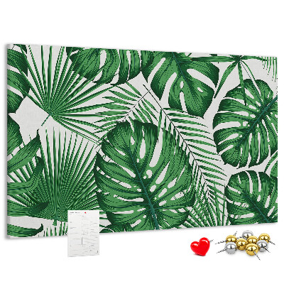Panou de pluta Numeroase frunze de plante tropicale în verde