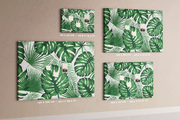 Panou de pluta Numeroase frunze de plante tropicale în verde