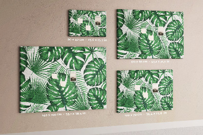 Panou de pluta Numeroase frunze de plante tropicale în verde