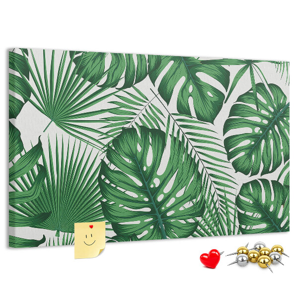 Panou de pluta Numeroase frunze de plante tropicale în verde
