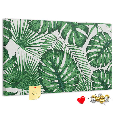 Panou de pluta Numeroase frunze de plante tropicale în verde