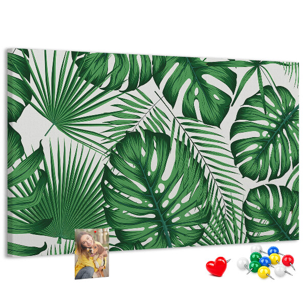 Panou de pluta Numeroase frunze de plante tropicale în verde