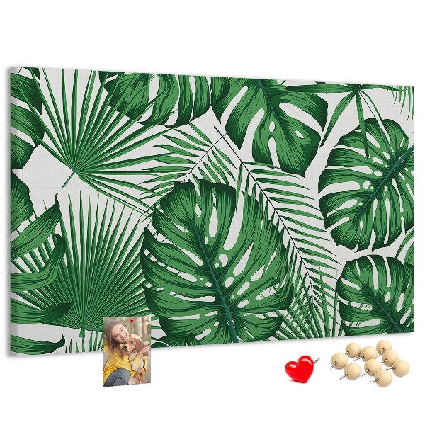 Panou de pluta Numeroase frunze de plante tropicale în verde