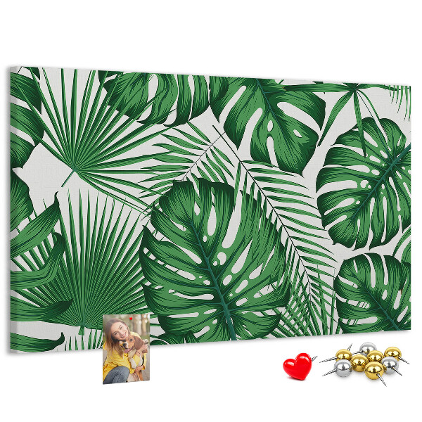 Panou de pluta Numeroase frunze de plante tropicale în verde