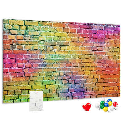 Panou din pluta Zid de cărămidă colorat într-un curcubeu