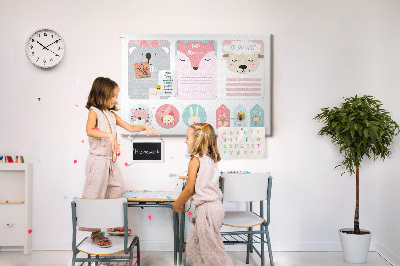 Panou din pluta Note colorate cu animale drăguțe