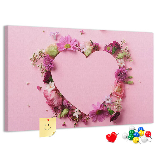 Panou de pluta Model floral în formă de inimă