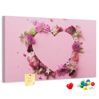 Panou de pluta Model floral în formă de inimă