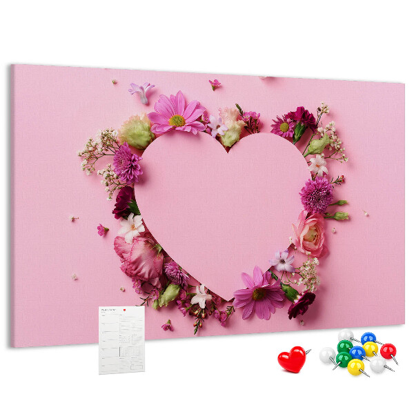 Panou de pluta Model floral în formă de inimă