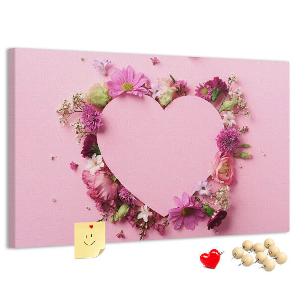 Panou de pluta Model floral în formă de inimă