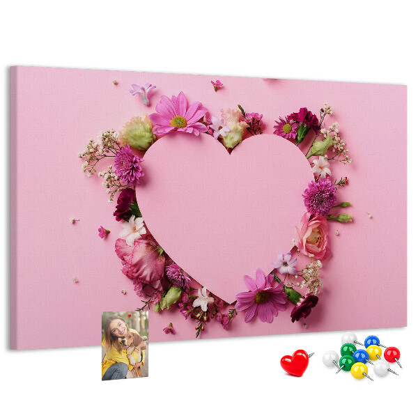 Panou de pluta Model floral în formă de inimă