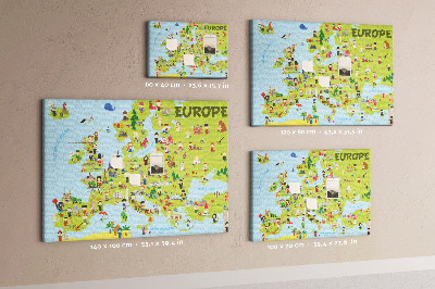 Panou de pluta O hartă colorată a Europei cu simboluri culturale