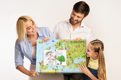 Panou de pluta O hartă colorată a Europei cu simboluri culturale