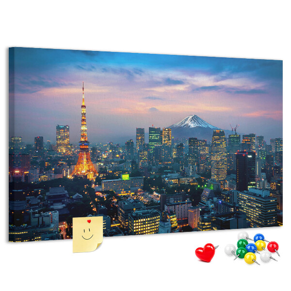 Panou din pluta Apus de soare peste Tokyo cu Fuji