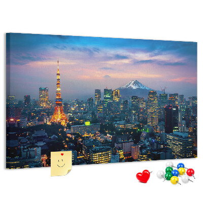 Panou din pluta Apus de soare peste Tokyo cu Fuji
