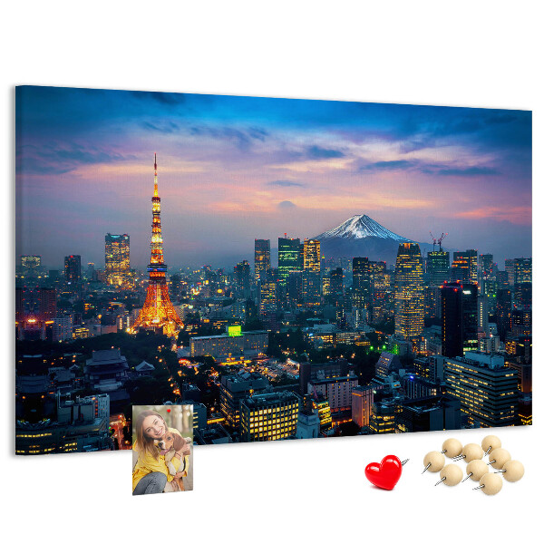 Panou din pluta Apus de soare peste Tokyo cu Fuji