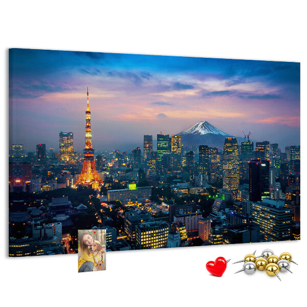 Panou din pluta Apus de soare peste Tokyo cu Fuji