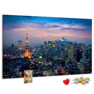 Panou din pluta Apus de soare peste Tokyo cu Fuji