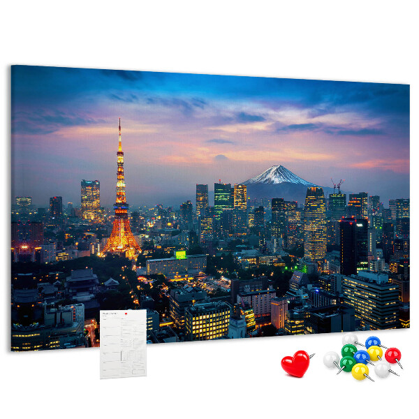 Panou din pluta Apus de soare peste Tokyo cu Fuji