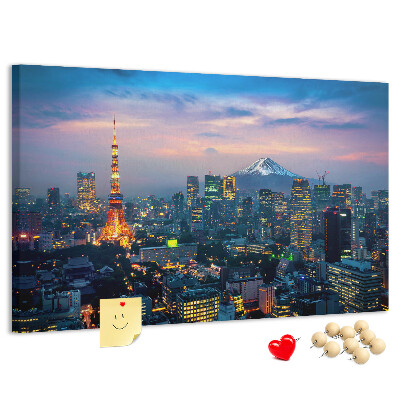 Panou din pluta Apus de soare peste Tokyo cu Fuji