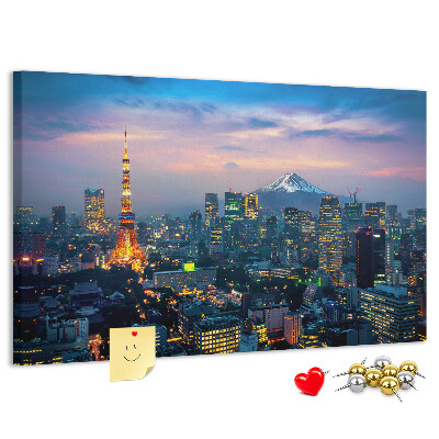 Panou din pluta Apus de soare peste Tokyo cu Fuji