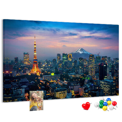 Panou din pluta Apus de soare peste Tokyo cu Fuji