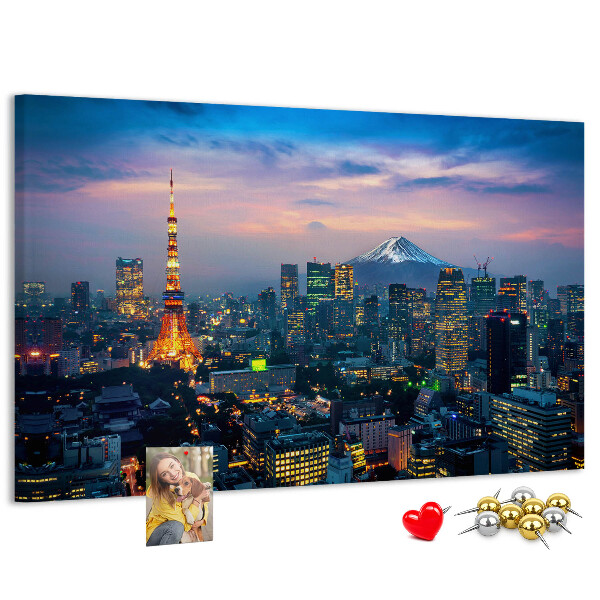 Panou din pluta Apus de soare peste Tokyo cu Fuji
