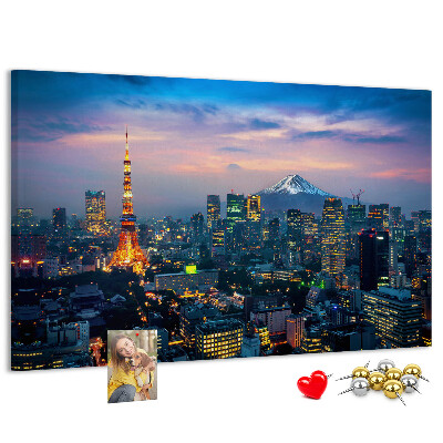 Panou din pluta Apus de soare peste Tokyo cu Fuji
