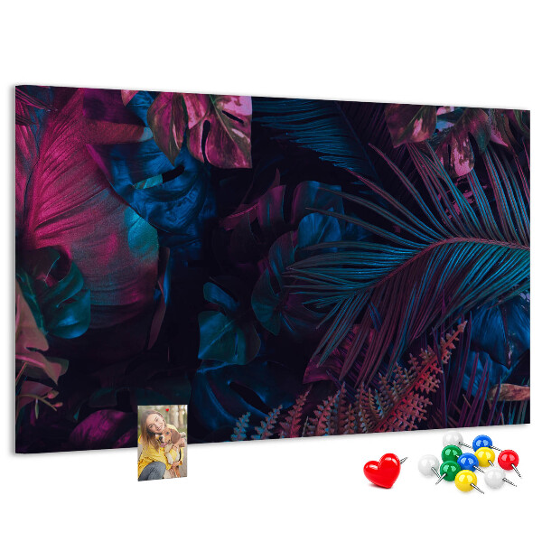 Panou de pluta Frunze tropicale în culori intense