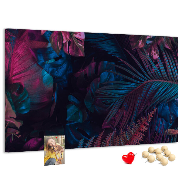 Panou de pluta Frunze tropicale în culori intense