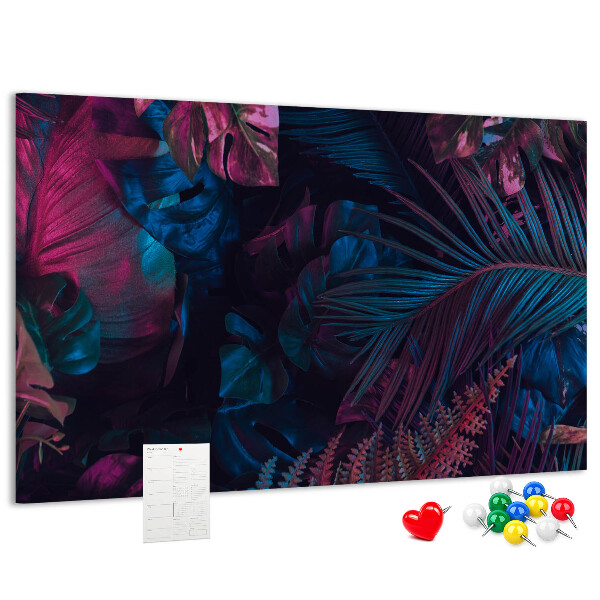 Panou de pluta Frunze tropicale în culori intense