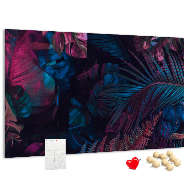 Panou de pluta Frunze tropicale în culori intense
