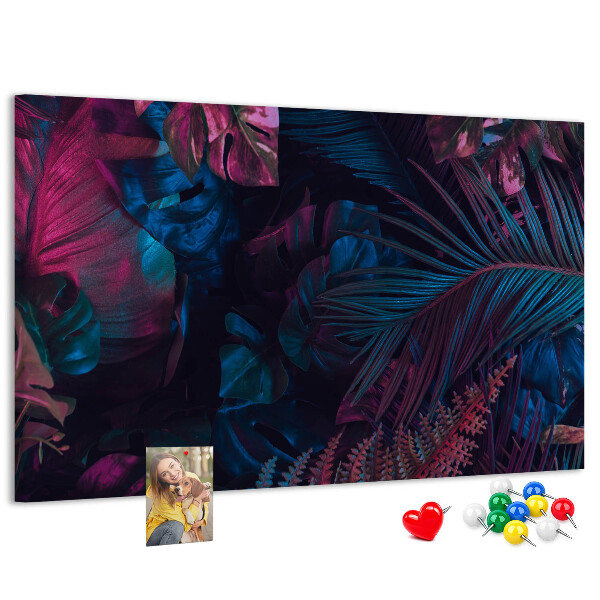 Panou de pluta Frunze tropicale în culori intense