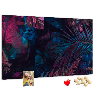 Panou de pluta Frunze tropicale în culori intense