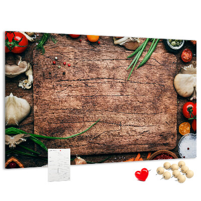Panou din pluta Ingrediente naturale pe un fundal de lemn