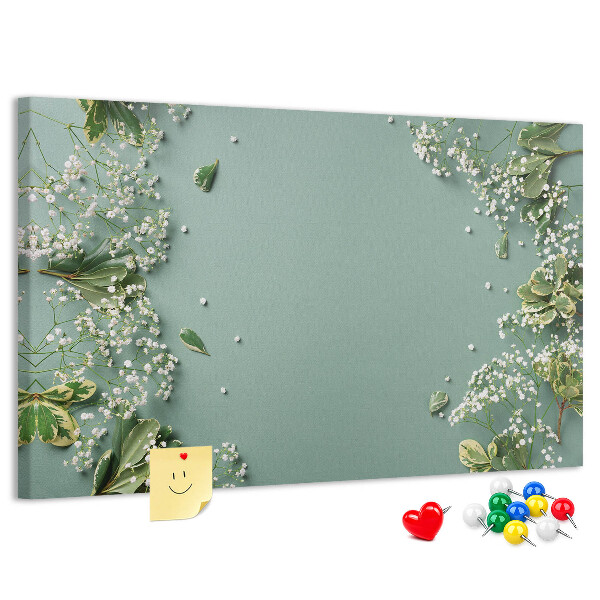Panou de pluta Model floral pe fundal verde