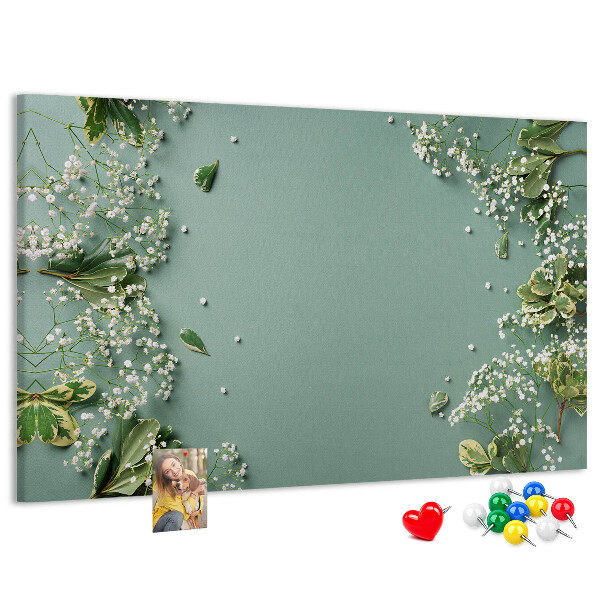 Panou de pluta Model floral pe fundal verde
