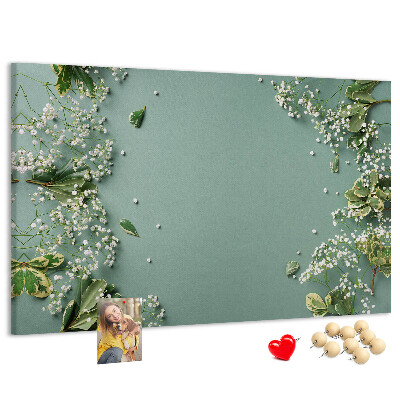 Panou de pluta Model floral pe fundal verde