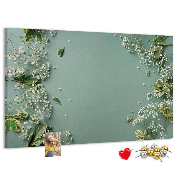 Panou de pluta Model floral pe fundal verde