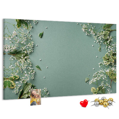 Panou de pluta Model floral pe fundal verde