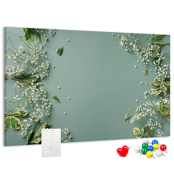 Panou de pluta Model floral pe fundal verde