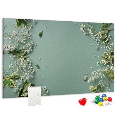 Panou de pluta Model floral pe fundal verde