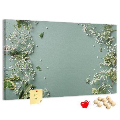 Panou de pluta Model floral pe fundal verde