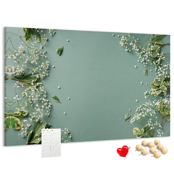 Panou de pluta Model floral pe fundal verde
