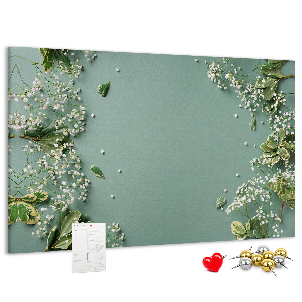 Panou de pluta Model floral pe fundal verde