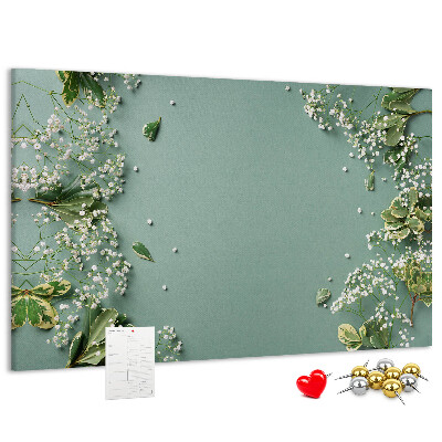 Panou de pluta Model floral pe fundal verde