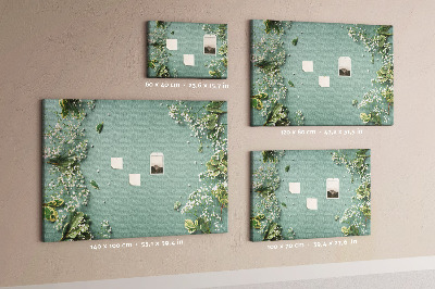 Panou de pluta Model floral pe fundal verde